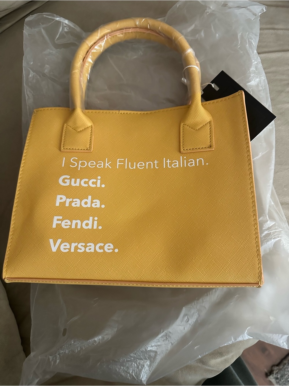 Small Yellow Designer Print Tote Bag - LATC